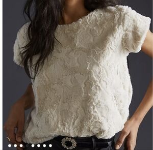 NWT - Anthropologie Maeve Faux Fur Tee